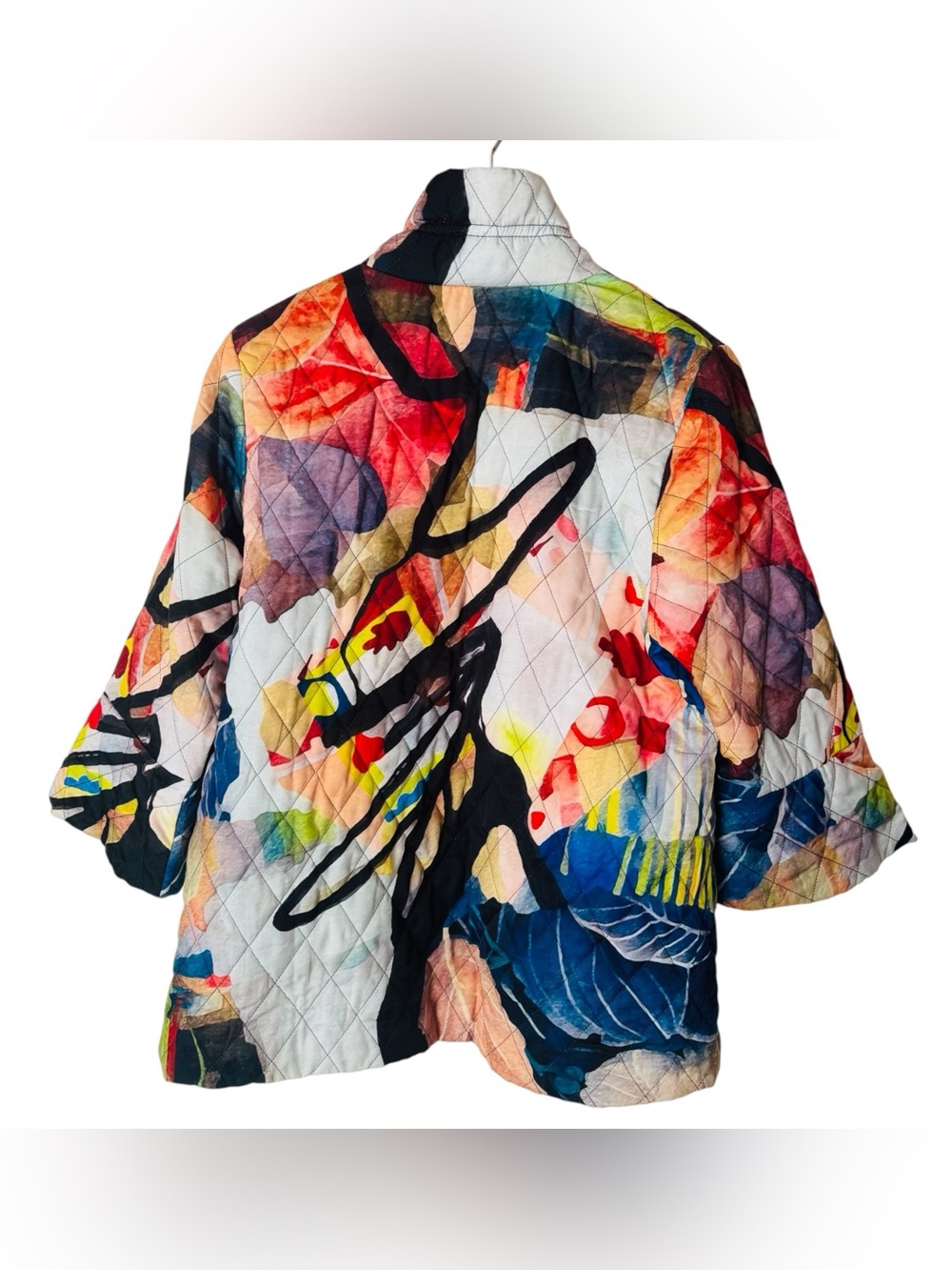DAMEE Jacket Coat Abstract Wearable Art Pockets Lined Quilted Women’s Large - Picture 7 of 12